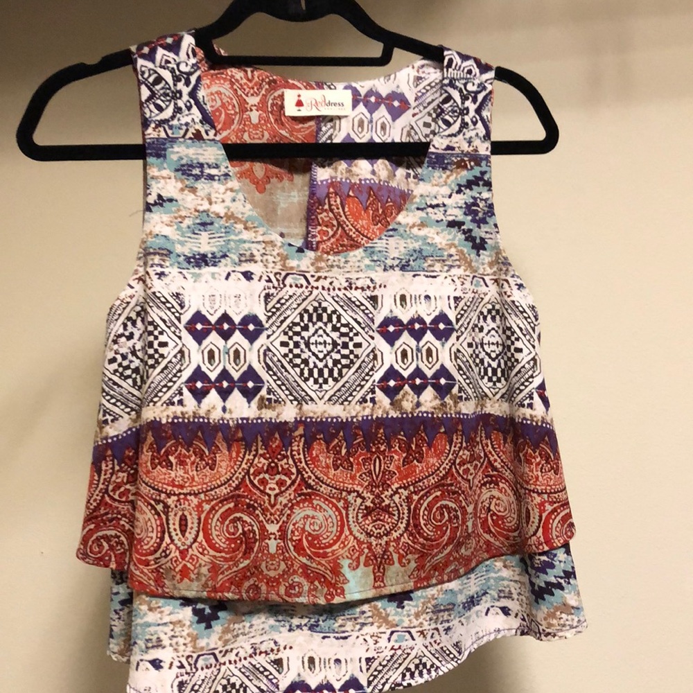 Colorful layered crop tank